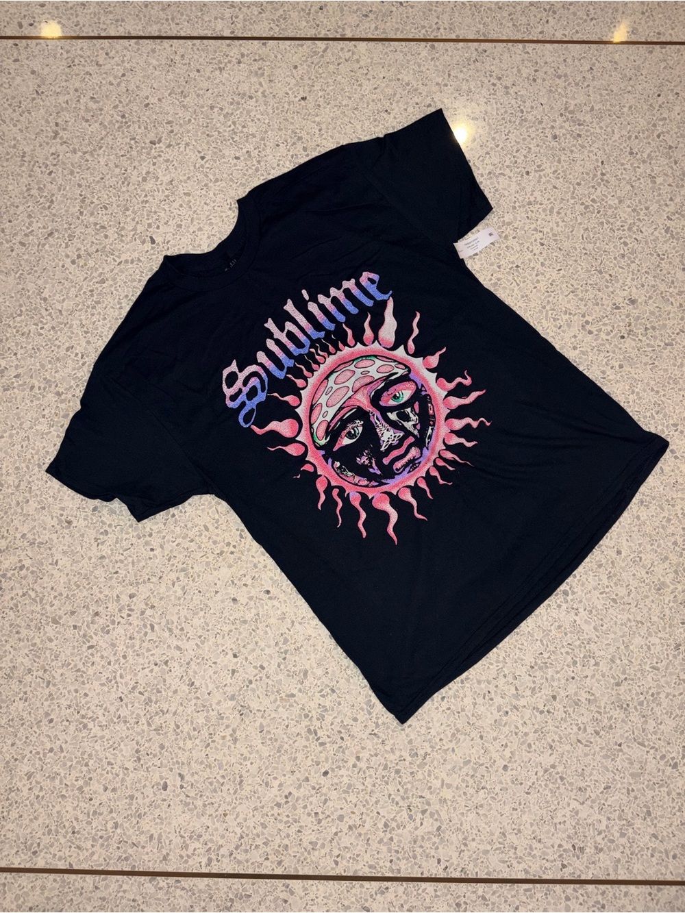 Sublime Black Short-Sleeve Graphic Tee with Pink & Purple Sun - Picture 2 of 5